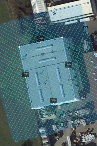 photogrammetrie flugplanung double grid industriehalle