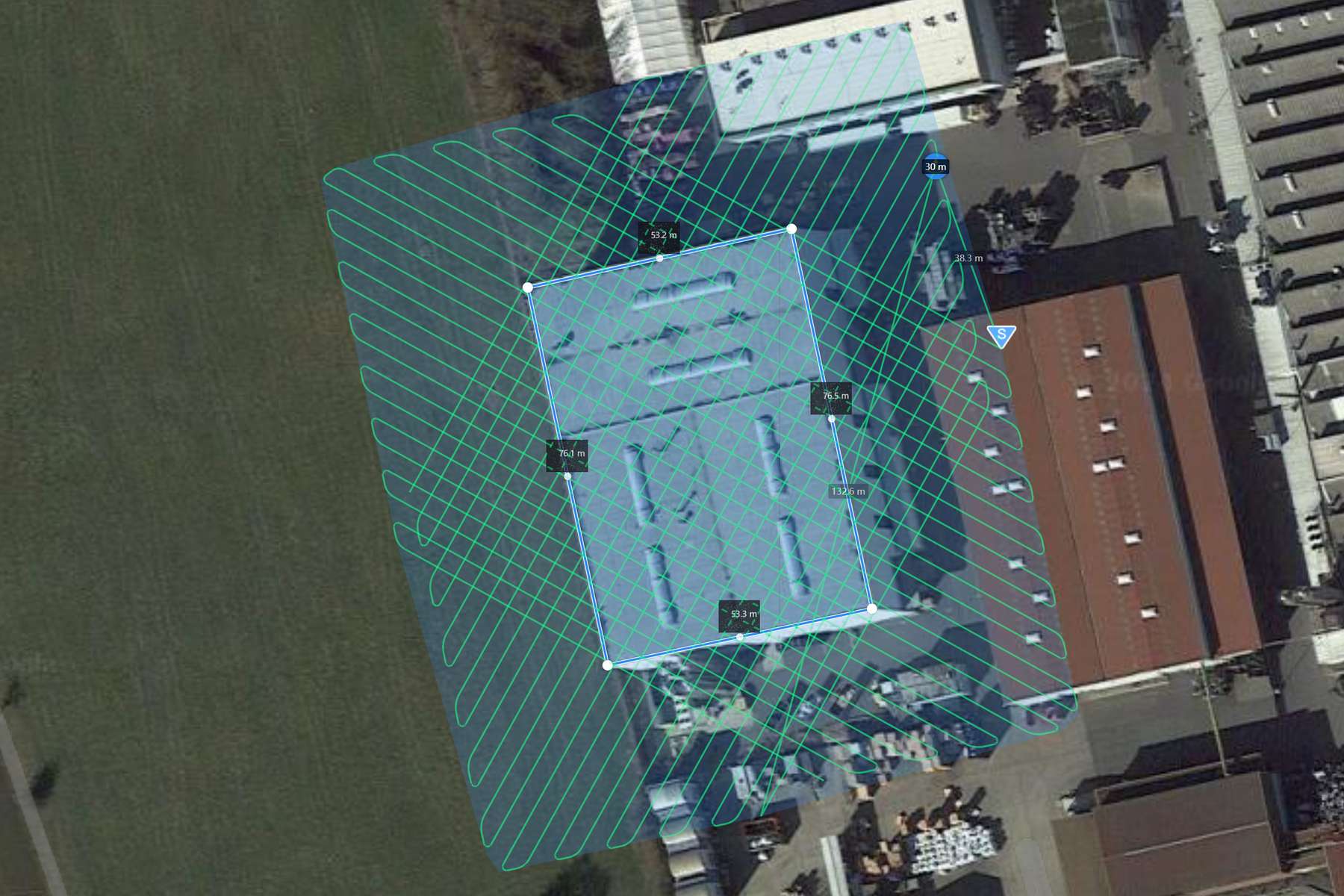 photogrammetrie flugplanung double grid industriehalle