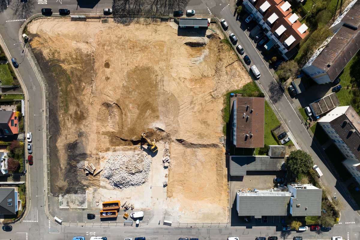 drohnenaufnahme baustelle hofheim abriss