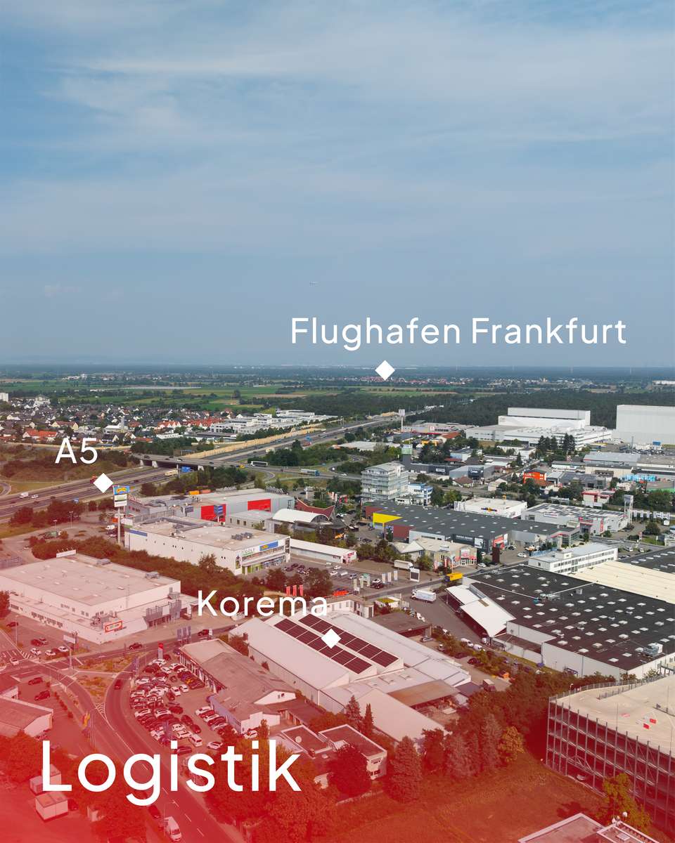 drohnenaufnahme weiterstadt unternehmensstandort korema mit beschriftung