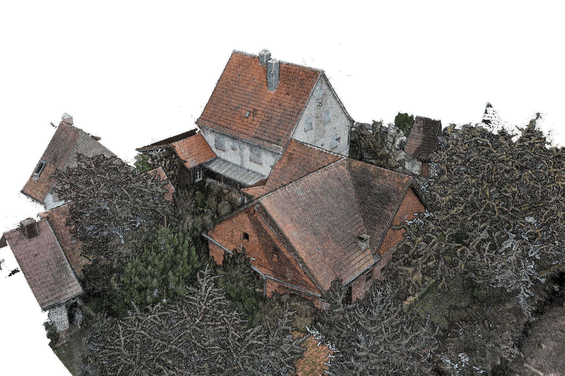 3d punktwolke photogrammetrie drohne dachvermessung wohnhaus scheune