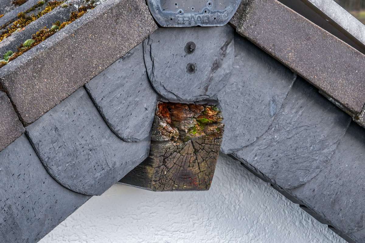 drohnenaufnahme dach firstbalken morsch inspektion